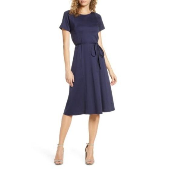 CAARA Serra Fit & Flare Dress In Blue size L - Picture 1 of 6